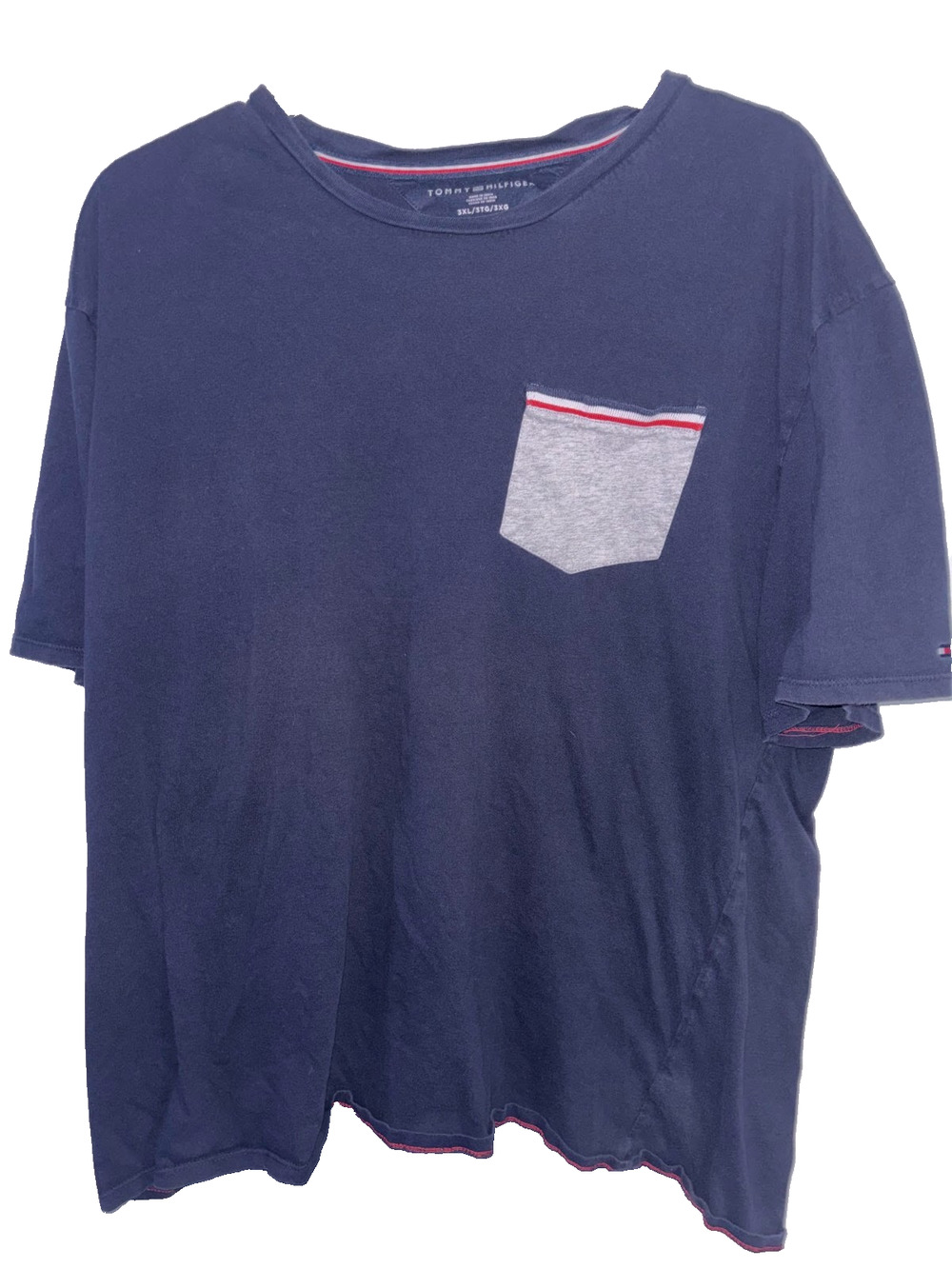 Tommy Hilfiger Shirt Mens 3XL Navy Blue Contrast Heather Gray Pocket T-Shirt